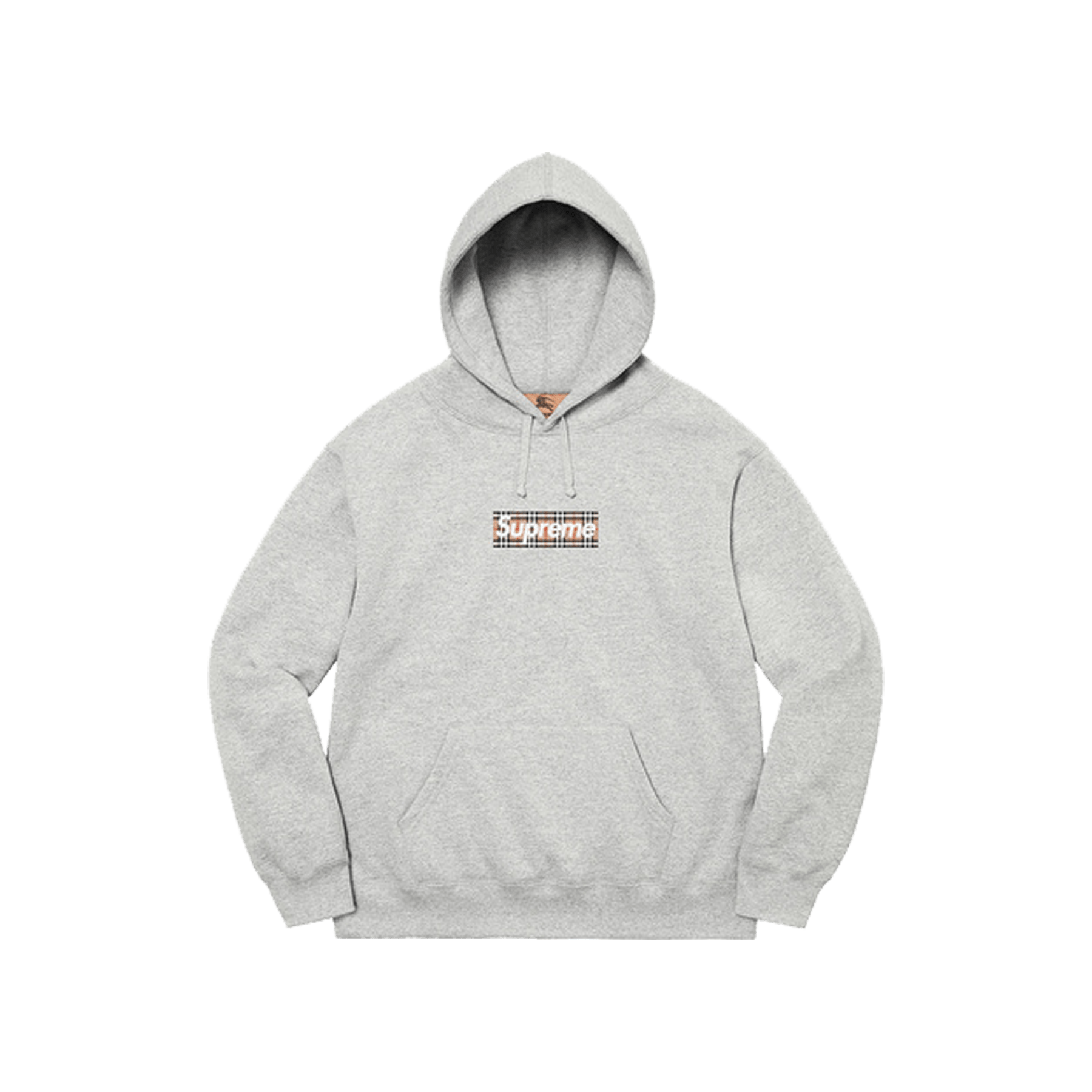Supreme x Burberry Box Logo Hooded Sweatshirt 'Heather Grey' — XXS — Front View