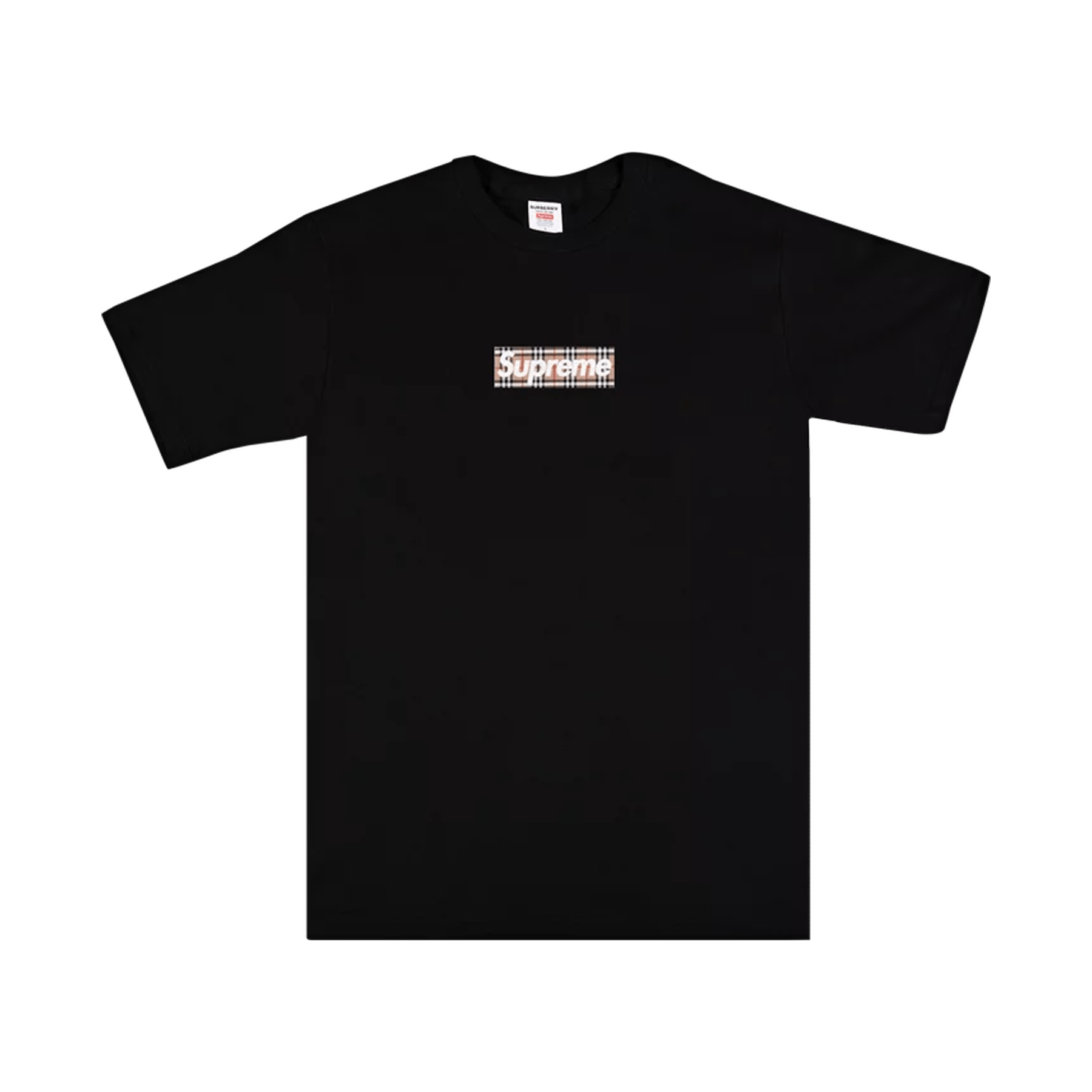 Supreme x Burberry Box Logo Tee 'Black' — XXS — Front View