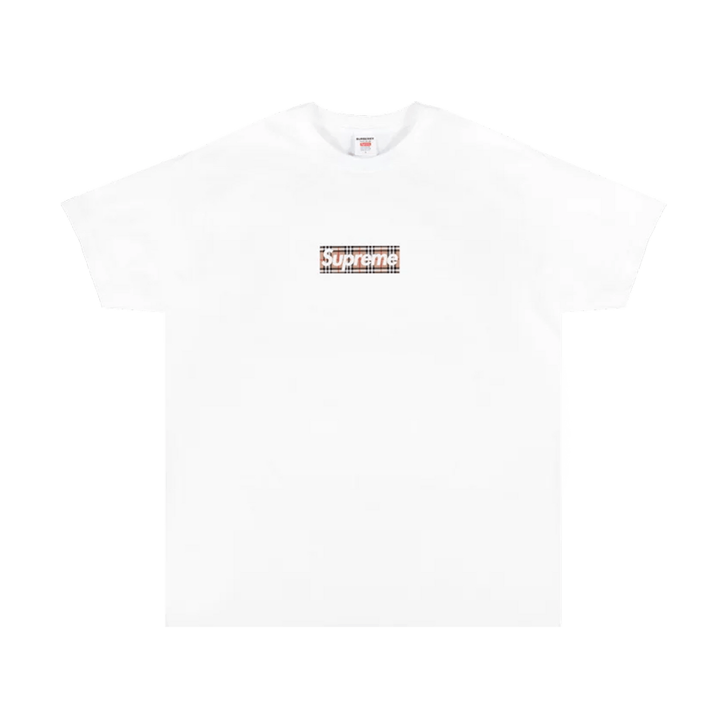 Supreme x Burberry Box Logo Tee 'White' — XXS — Front View