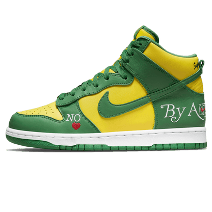 Supreme x Nike Dunk High SB 'By Any Means - Brazil' — UK 3 | EU 35.5 | US 3.5 — Front View