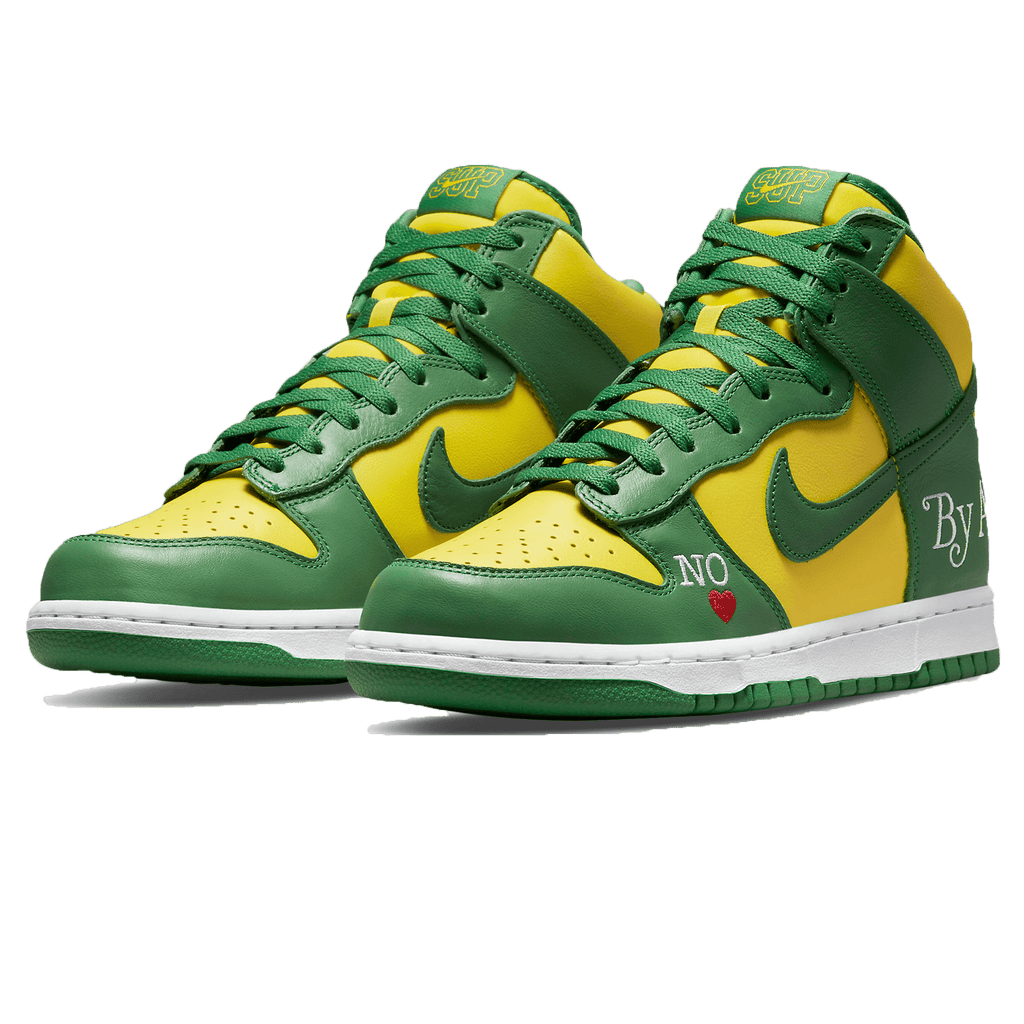 Supreme x Nike Dunk High SB 'By Any Means - Brazil' — UK 3 | EU 35.5 | US 3.5 — Side View