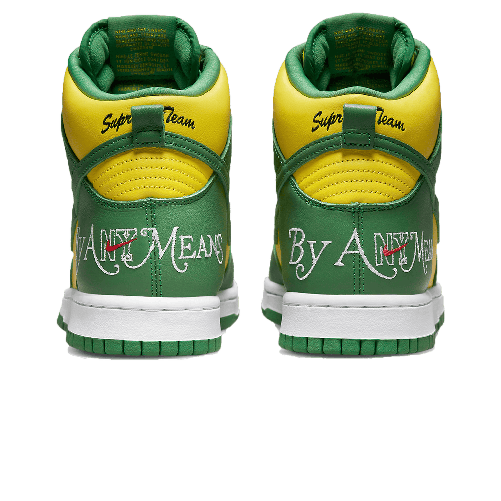 Supreme x Nike Dunk High SB 'By Any Means - Brazil' — UK 3 | EU 35.5 | US 3.5 — Back View