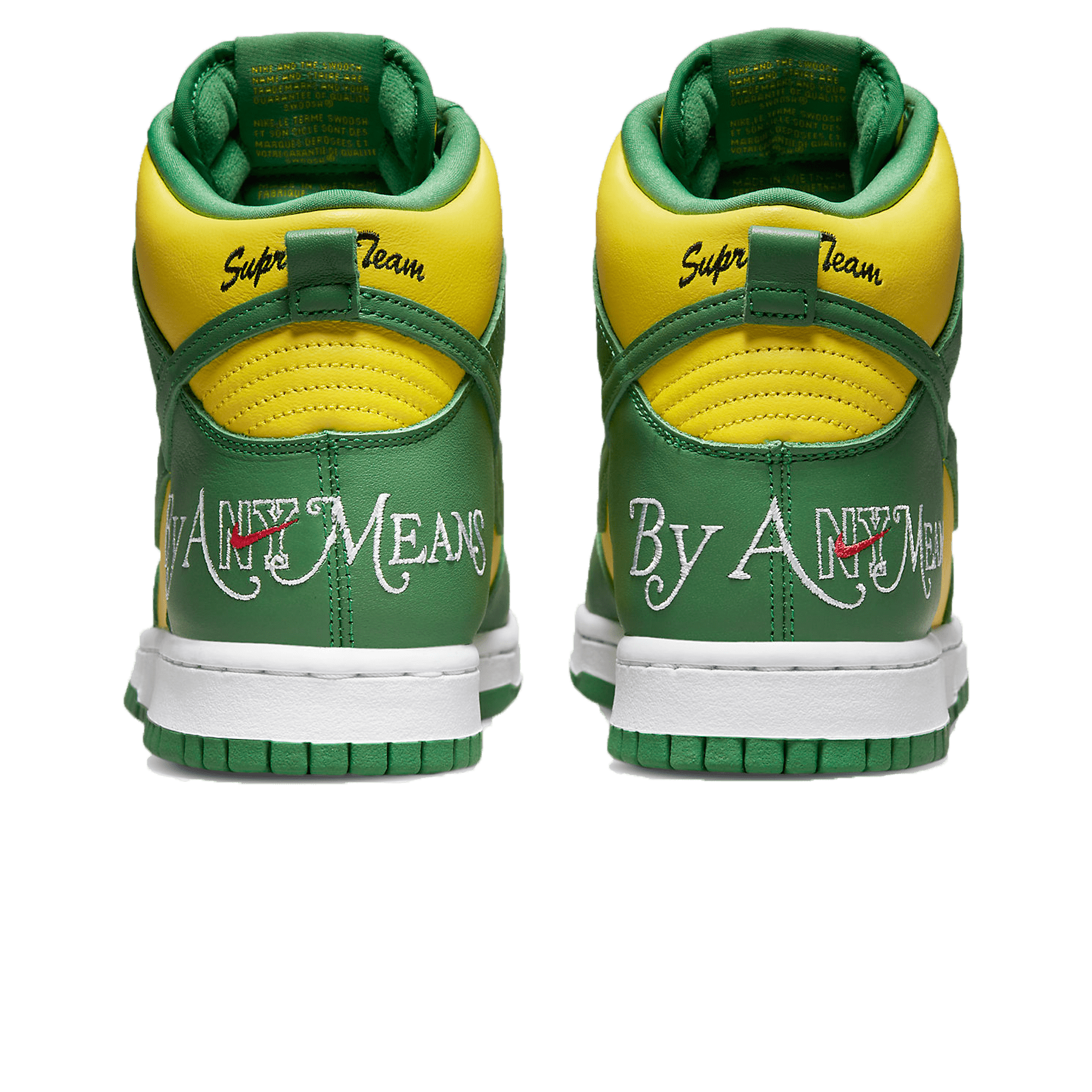 Supreme x Nike Dunk High SB 'By Any Means - Brazil' — UK 3 | EU 35.5 | US 3.5 — Back View