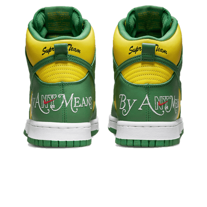 Supreme x Nike Dunk High SB 'By Any Means - Brazil' — UK 3 | EU 35.5 | US 3.5 — Back View