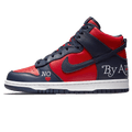 Supreme x Nike Dunk High SB 'By Any Means - Red Navy' — UK 3 | EU 35.5 | US 3.5 — Front View