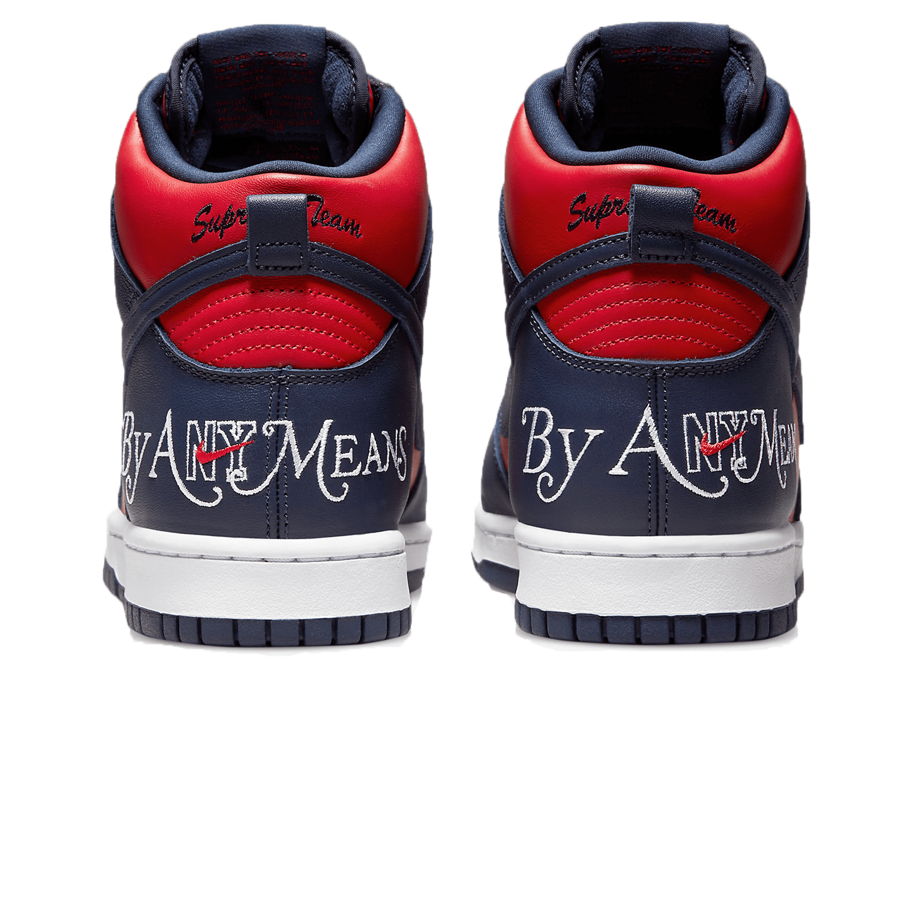 Supreme x Nike Dunk High SB 'By Any Means - Red Navy' — UK 3 | EU 35.5 | US 3.5 — Back View