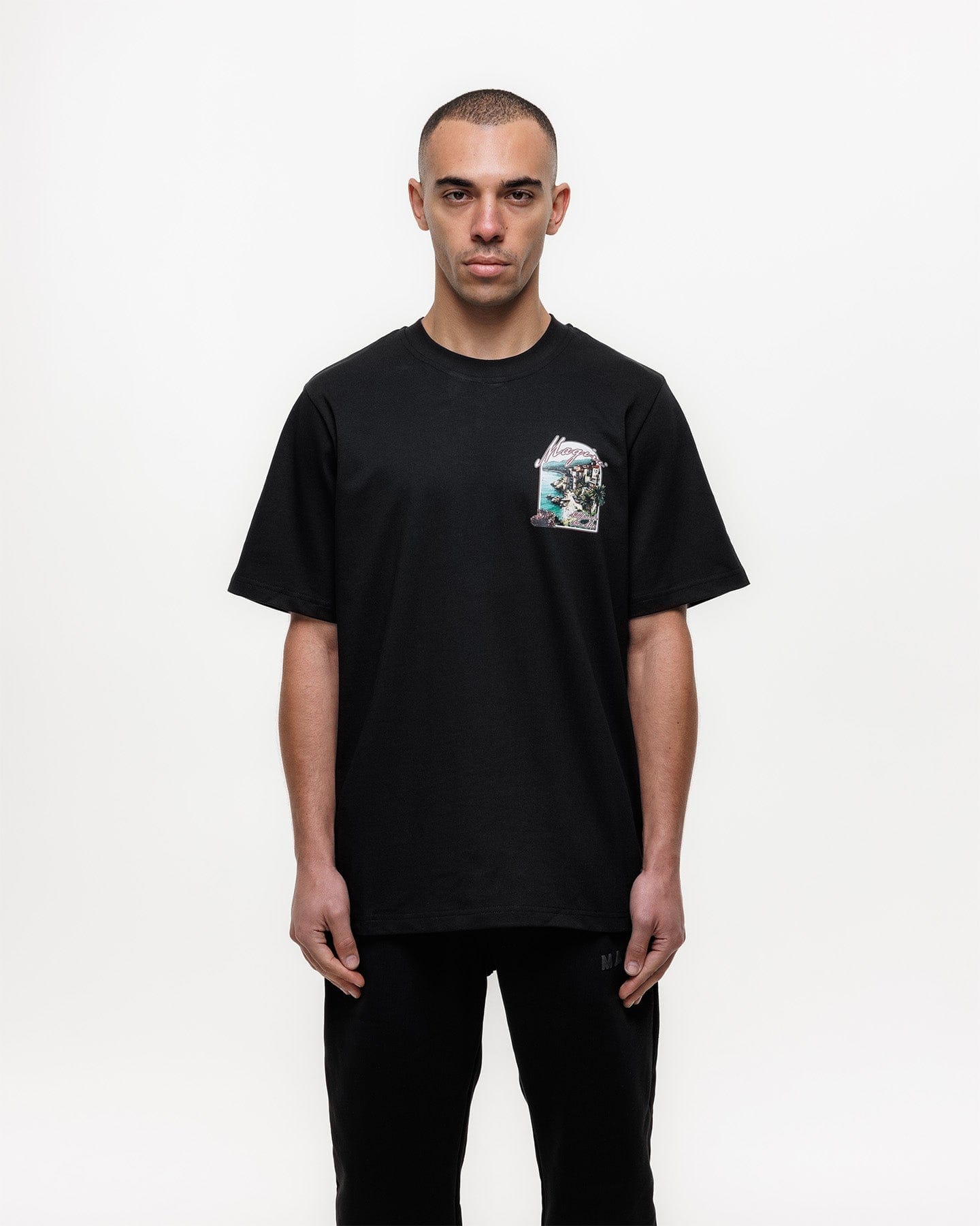 Magiri Sur Mur Printed T-Shirt 'Black' — Black — Size S — Top View