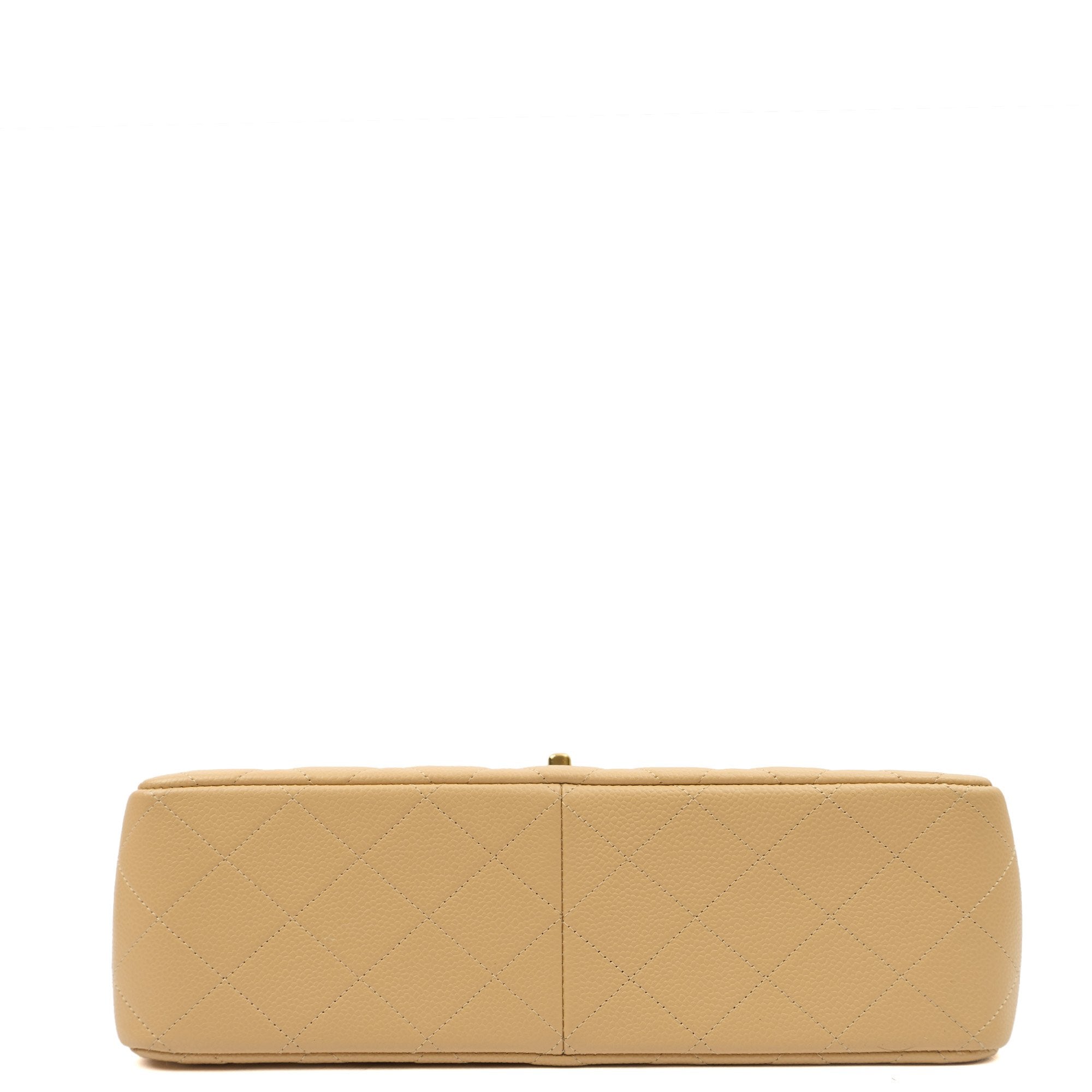 Chanel Shoulder Bag Classic Double Flap - Large in Neutral, Caviar Leather — Top View