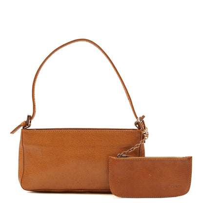 Fendi Shoulder Bag Shoulder Bag in Brown, Leather — Front View