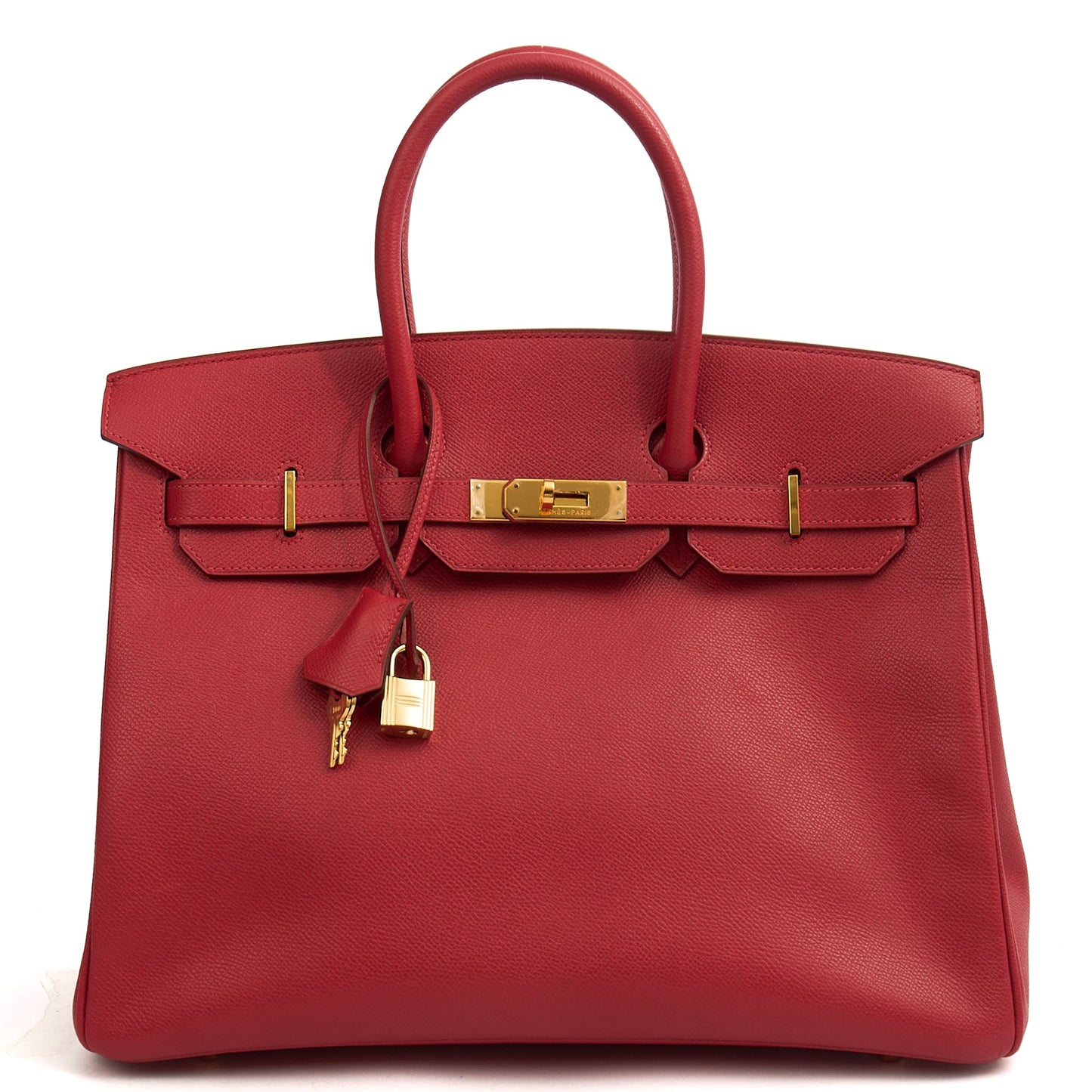 Hermes Birkin 35 in Rouge Casaque, Epsom Leather — Front View