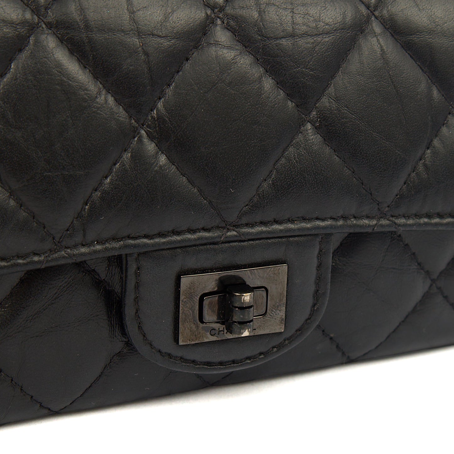 Chanel Purse Flap Wallet in Black, Crinkled Calfskin Leather — Lifestyle View