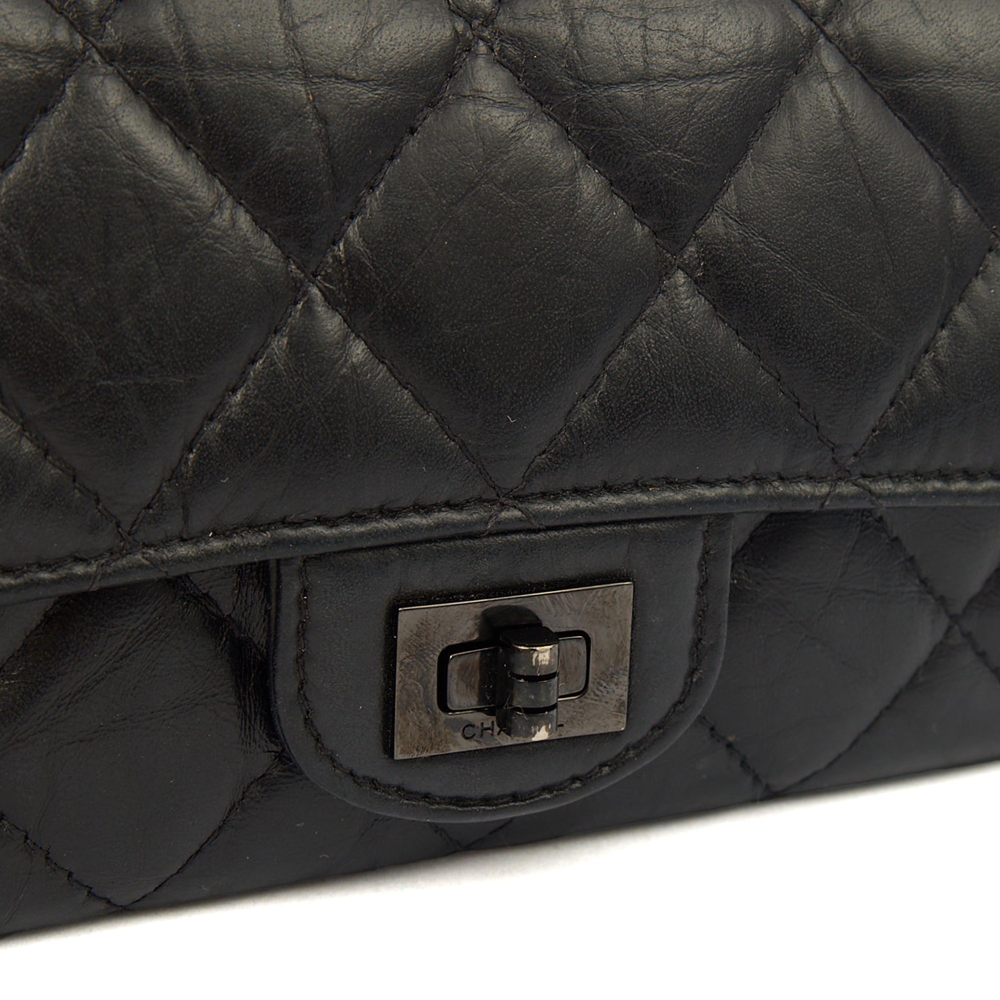 Chanel Purse Flap Wallet in Black, Crinkled Calfskin Leather — Lifestyle View