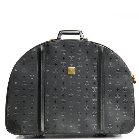 MCM Wheeled Luggage in Black, Canvas — Front View