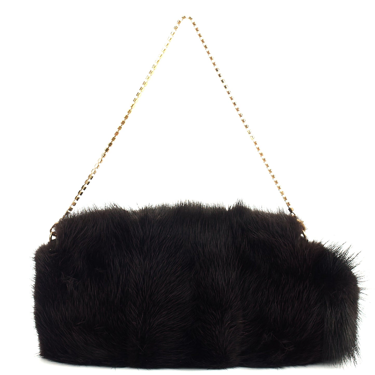 Gucci F/W 2004 Runway Mink Fur Dragon Pearl Black Clutch — Top View