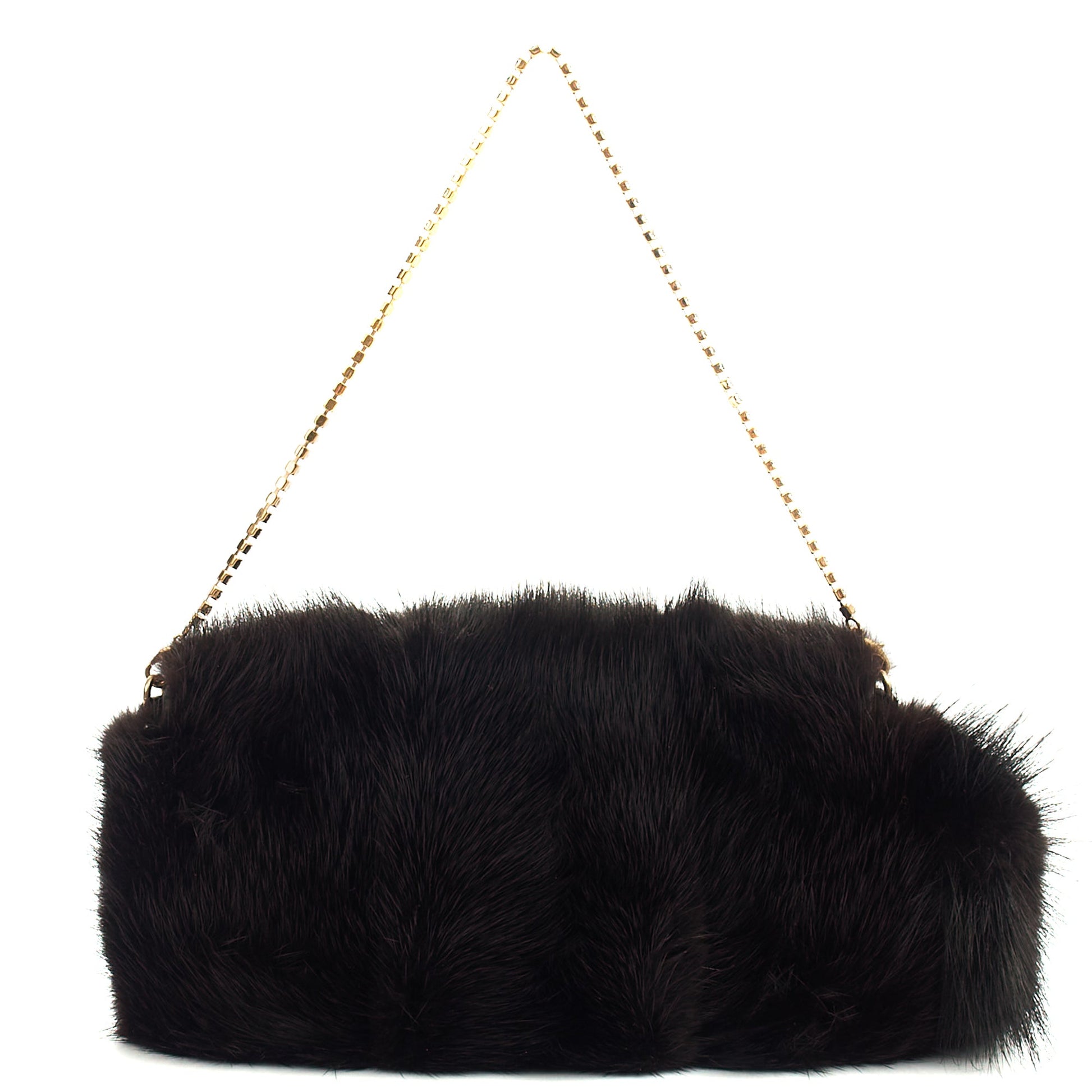 Gucci F/W 2004 Runway Mink Fur Dragon Pearl Black Clutch — Top View