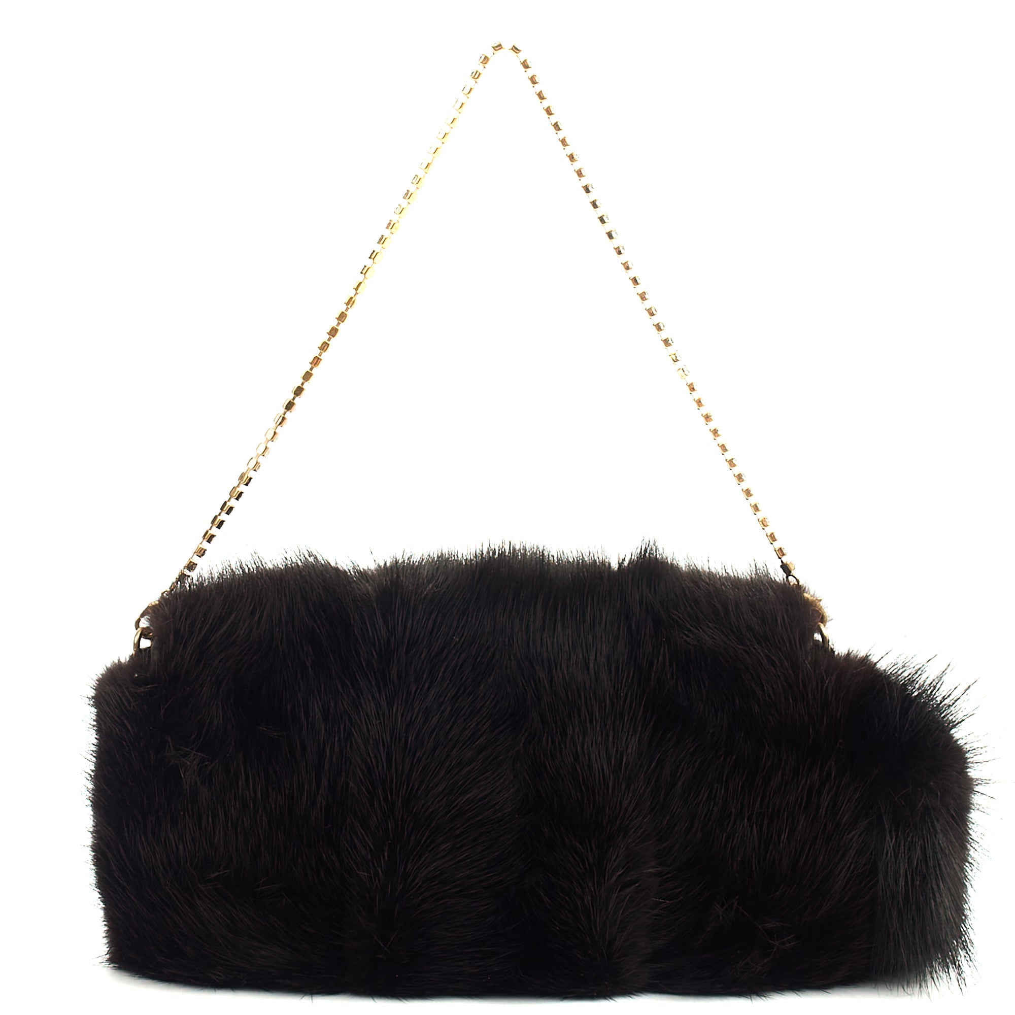 Gucci F/W 2004 Runway Mink Fur Dragon Pearl Black Clutch — Top View