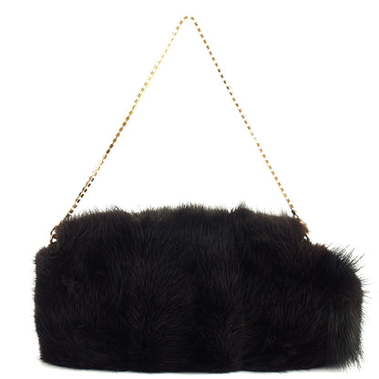 Gucci F/W 2004 Runway Mink Fur Dragon Pearl Black Clutch — Top View