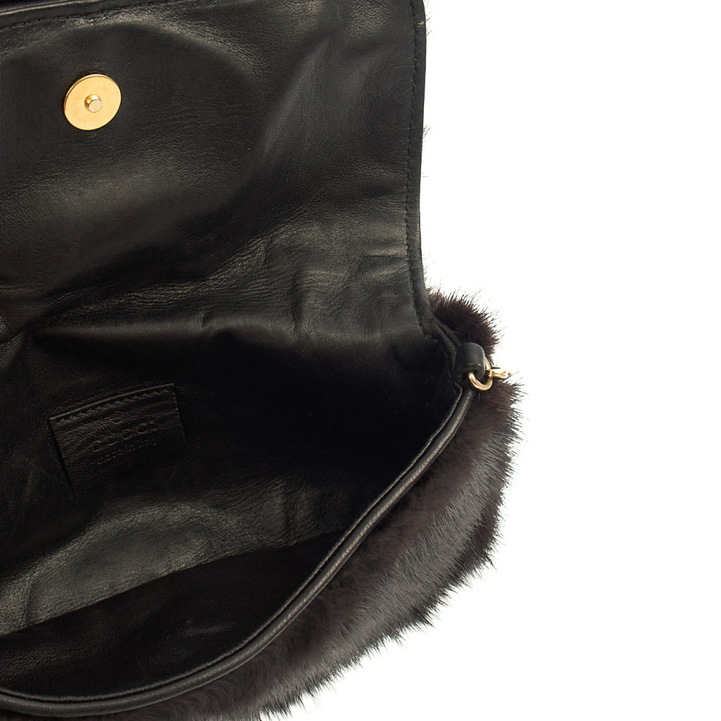 Gucci F/W 2004 Runway Mink Fur Dragon Pearl Black Clutch — Lifestyle View