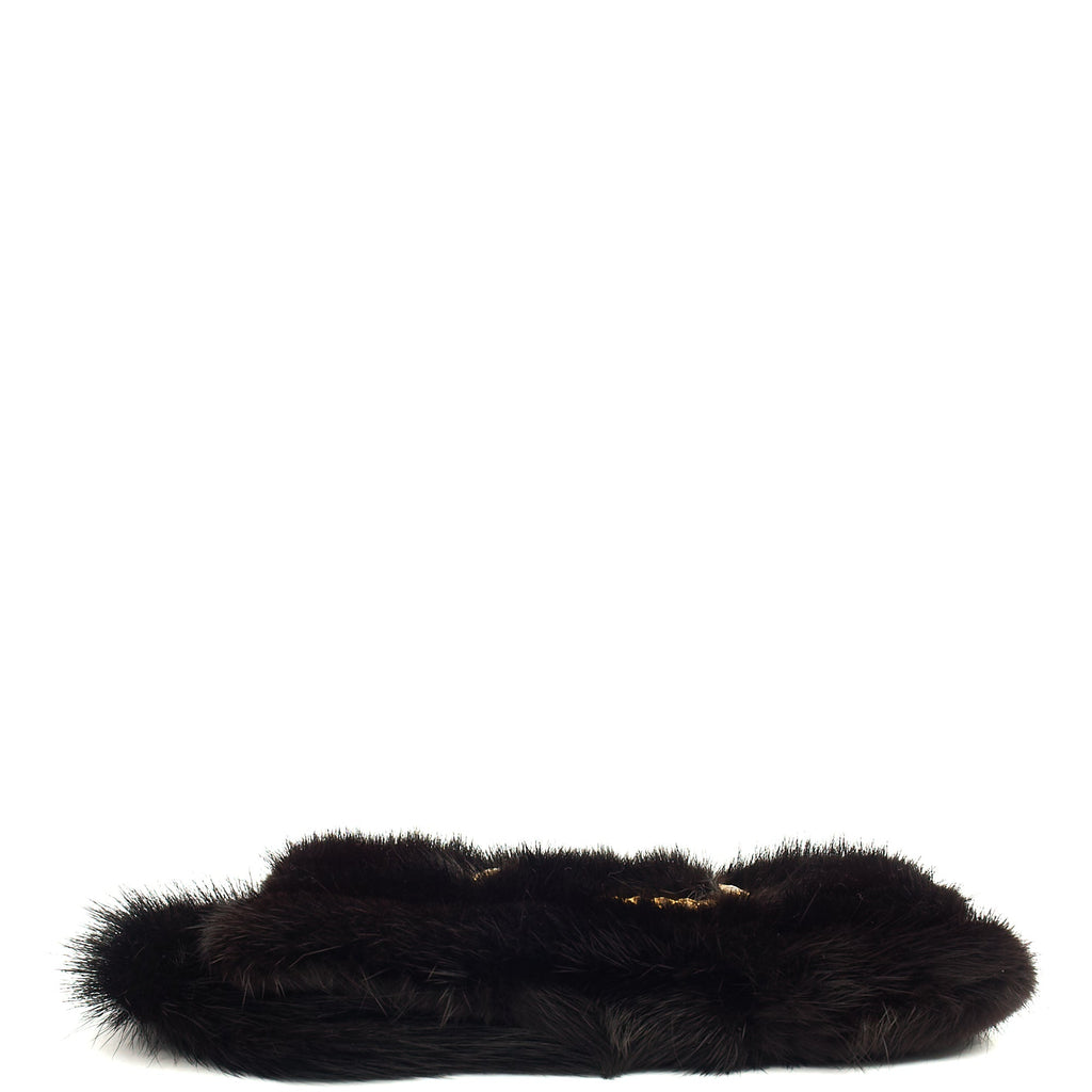 Gucci F/W 2004 Runway Mink Fur Dragon Pearl Black Clutch — Detail View