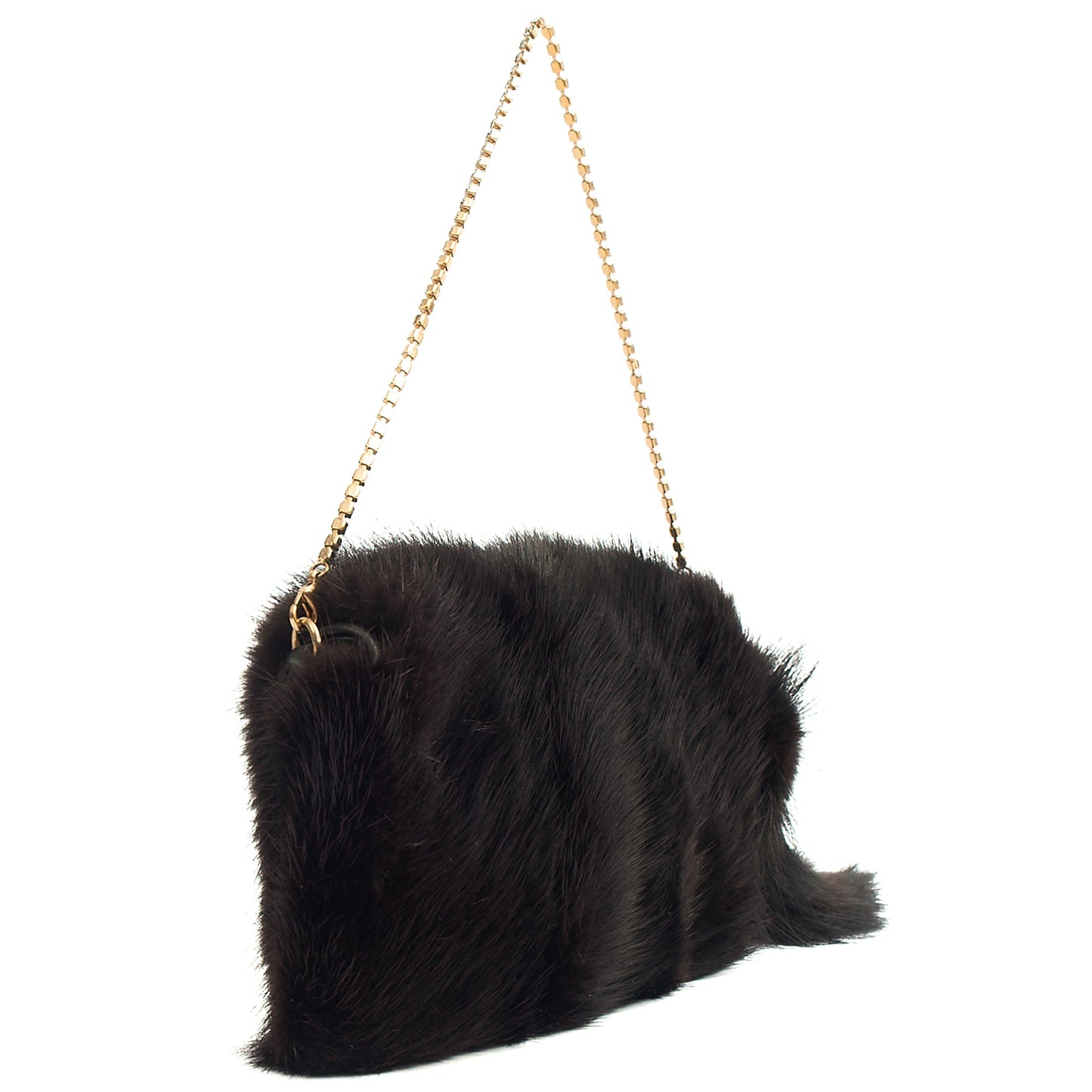 Gucci F/W 2004 Runway Mink Fur Dragon Pearl Black Clutch — Back View