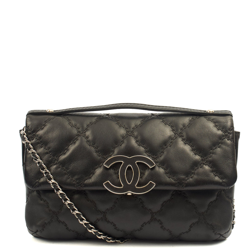Chanel Cross Body Flap Bag in Black, Calfskin Leather — Alternate View 9