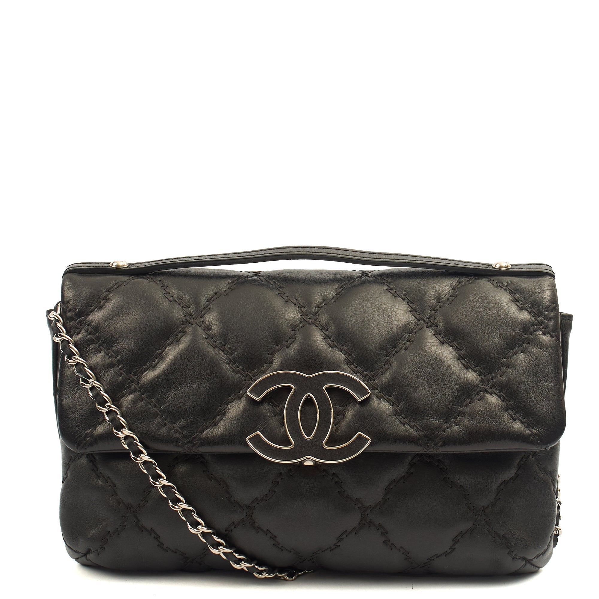 Chanel Cross Body Flap Bag in Black, Calfskin Leather — Alternate View 17