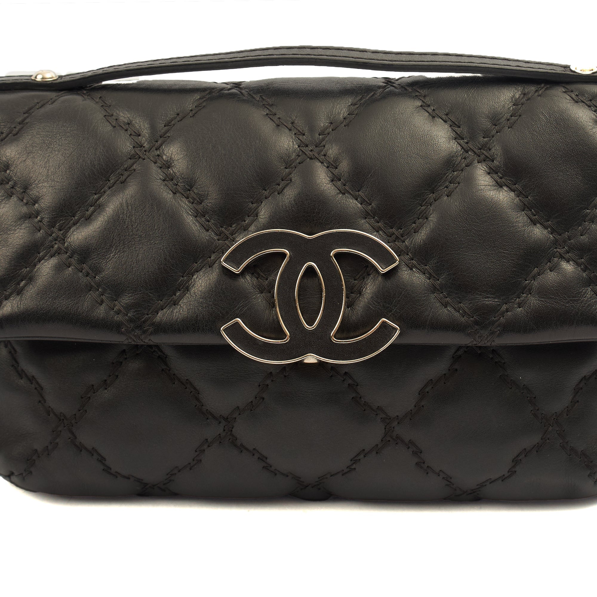 Chanel Cross Body Flap Bag in Black, Calfskin Leather — Lifestyle View