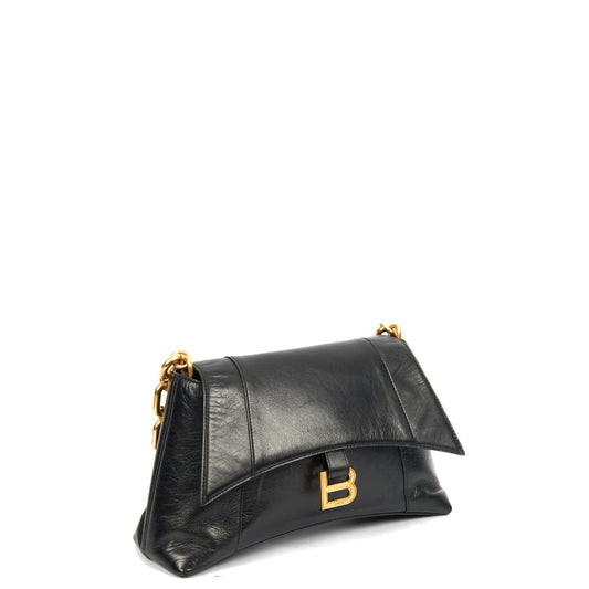 Balenciaga Shoulder Bag Downtown - Small in Black, Veau (Calfskin) — Side View