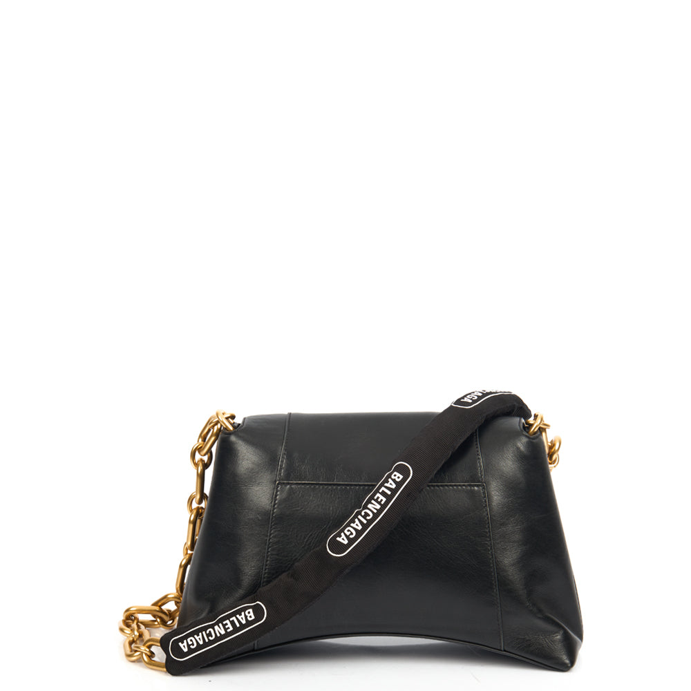 Balenciaga Shoulder Bag Downtown - Small in Black, Veau (Calfskin) — Top View