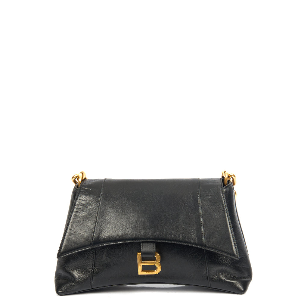 Balenciaga Shoulder Bag Downtown - Small in Black, Veau (Calfskin) — Front View