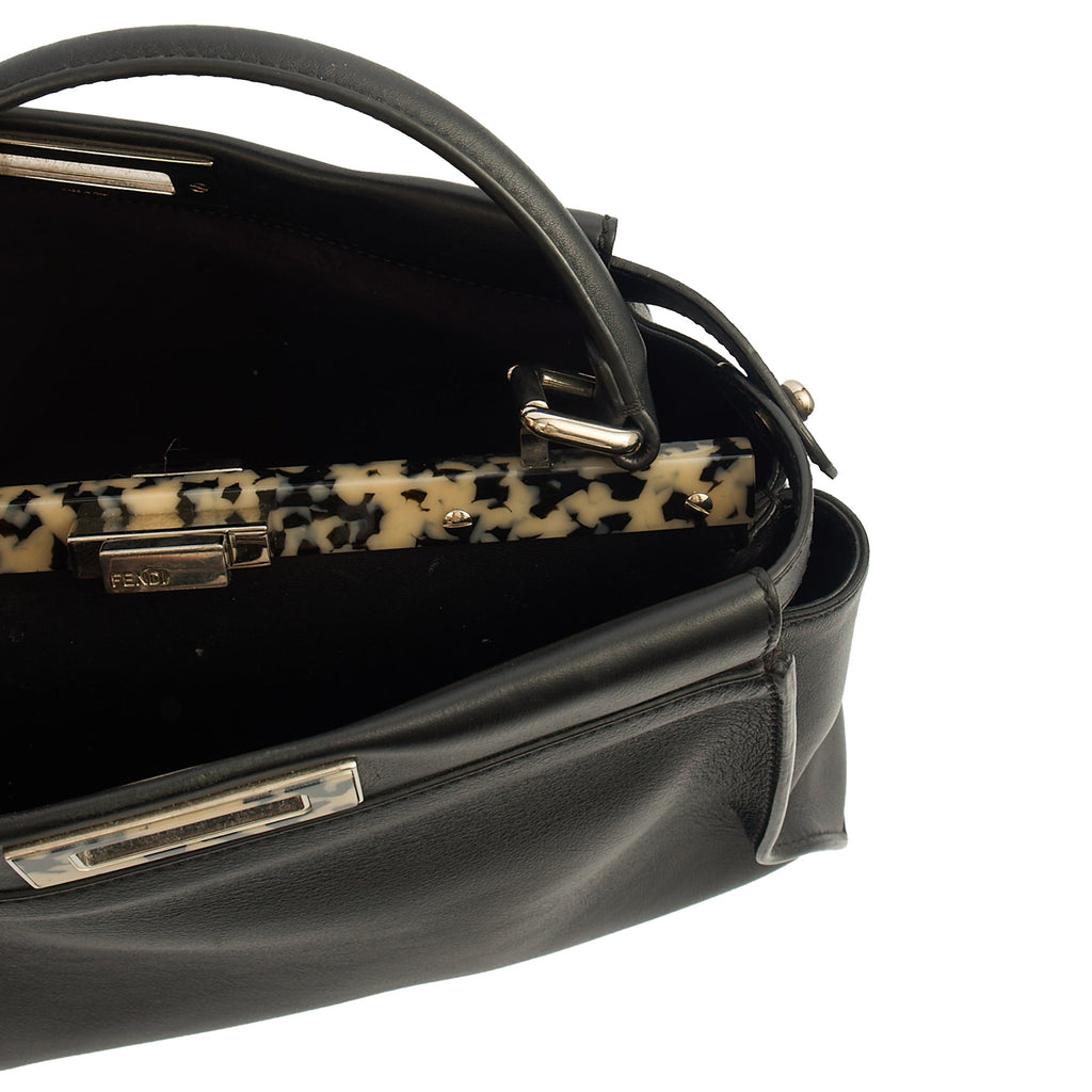Fendi Top Handle Peekaboo - Medium in Black, Leather — Detail View