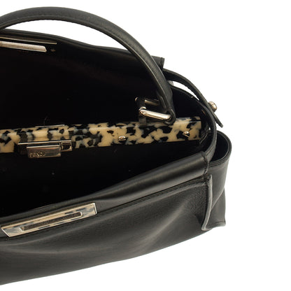 Fendi Top Handle Peekaboo - Medium in Black, Leather — Detail View