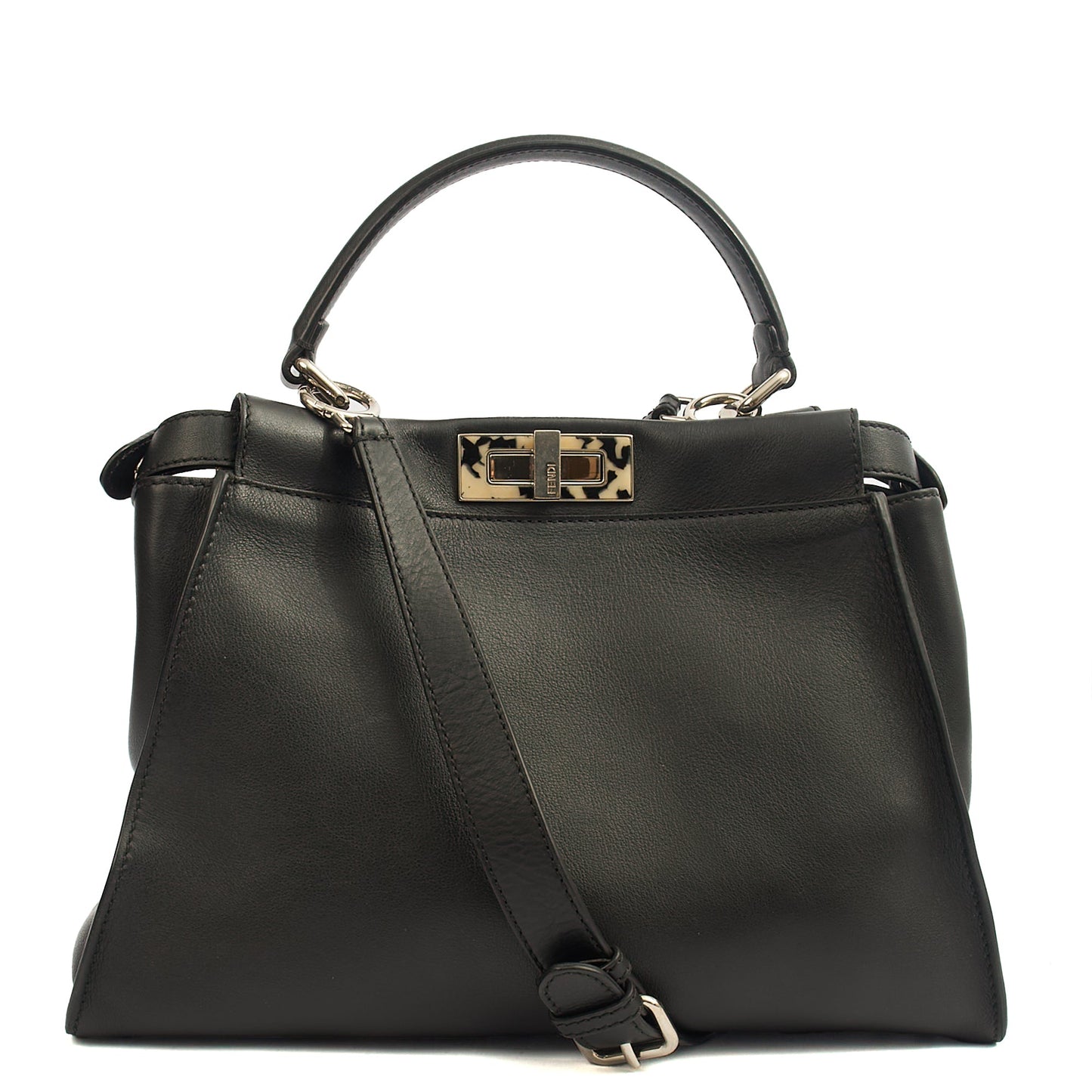 Fendi Top Handle Peekaboo - Medium in Black, Leather — Back View