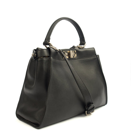 Fendi Top Handle Peekaboo - Medium in Black, Leather — Side View