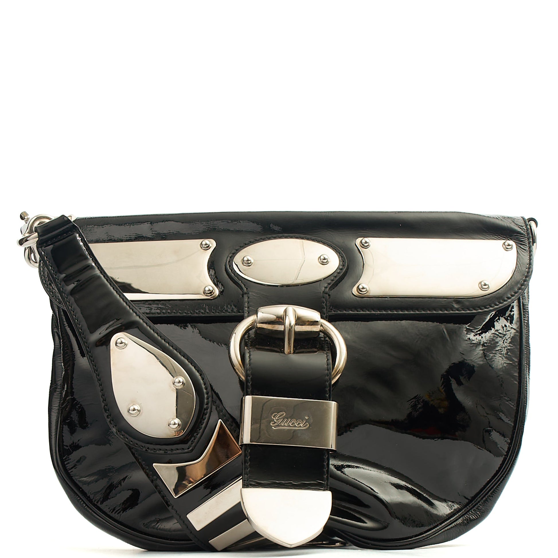 Gucci Shoulder Bag Vintage Shoulder Bag in Black, Patent Leather — Front View