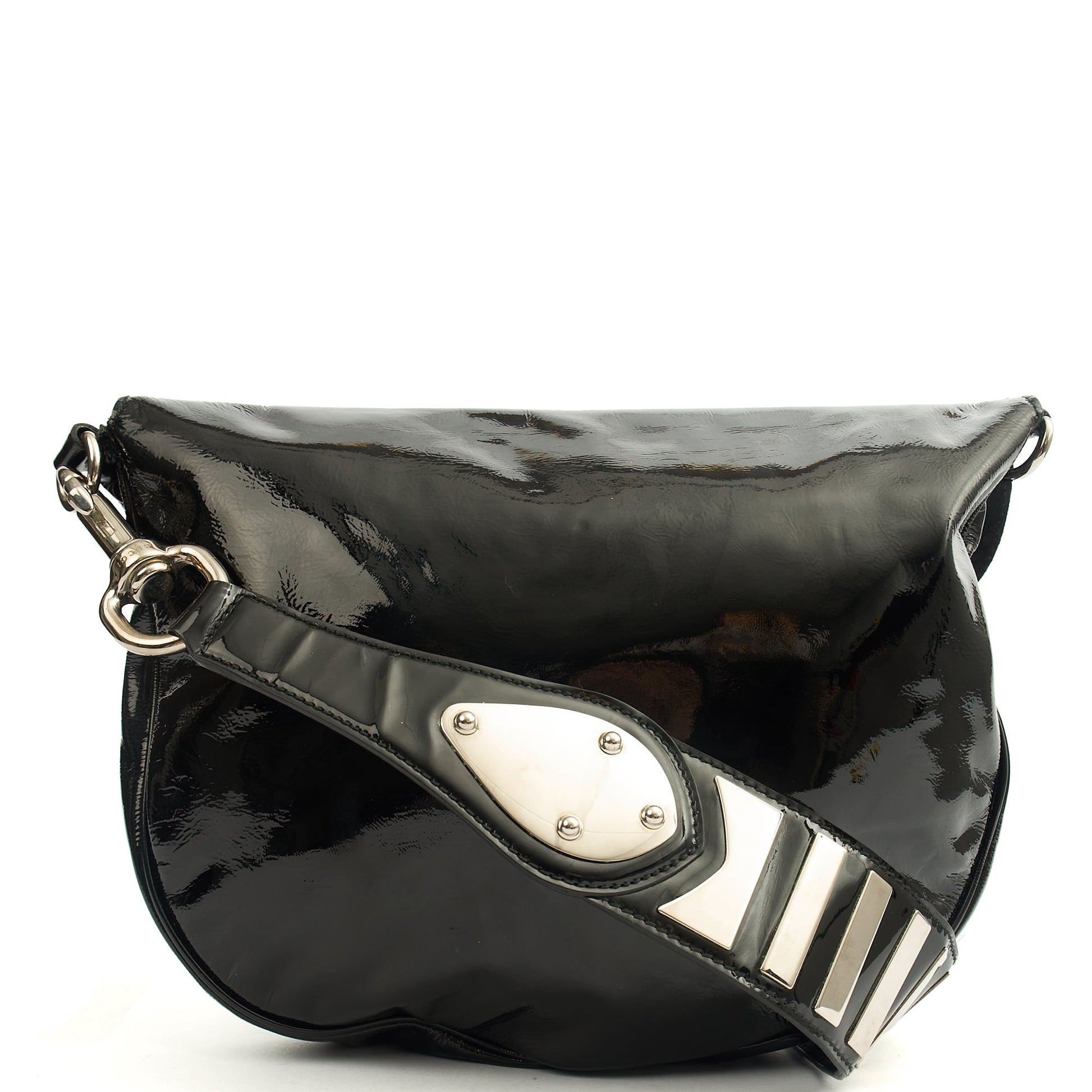Gucci Shoulder Bag Vintage Shoulder Bag in Black, Patent Leather — Back View