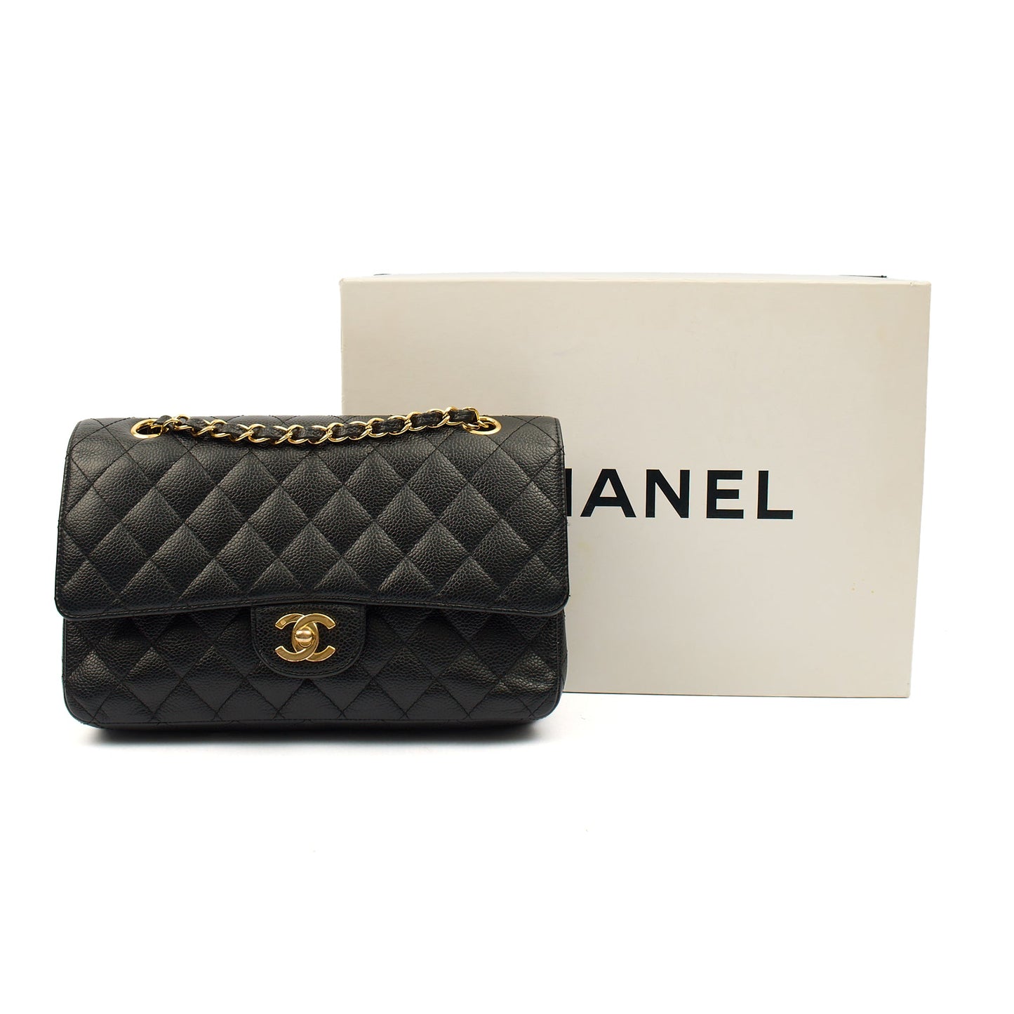 Chanel Shoulder Bag Classic Double Flap - Medium in Black, Caviar Leather — Alternate View 26