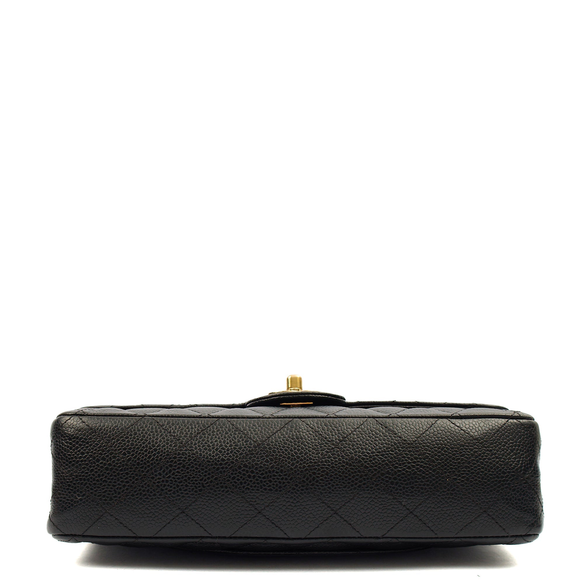 Chanel Shoulder Bag Classic Double Flap - Medium in Black, Caviar Leather — Top View