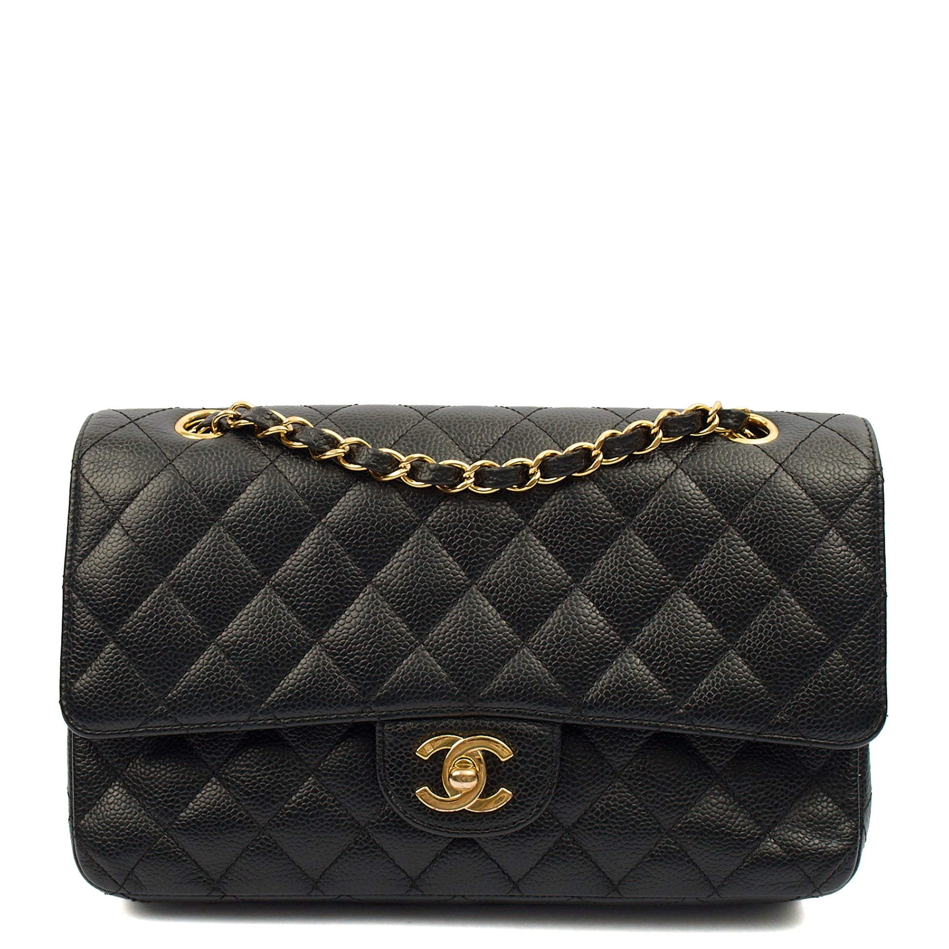 Chanel Shoulder Bag Classic Double Flap - Medium in Black, Caviar Leather — Alternate View 11