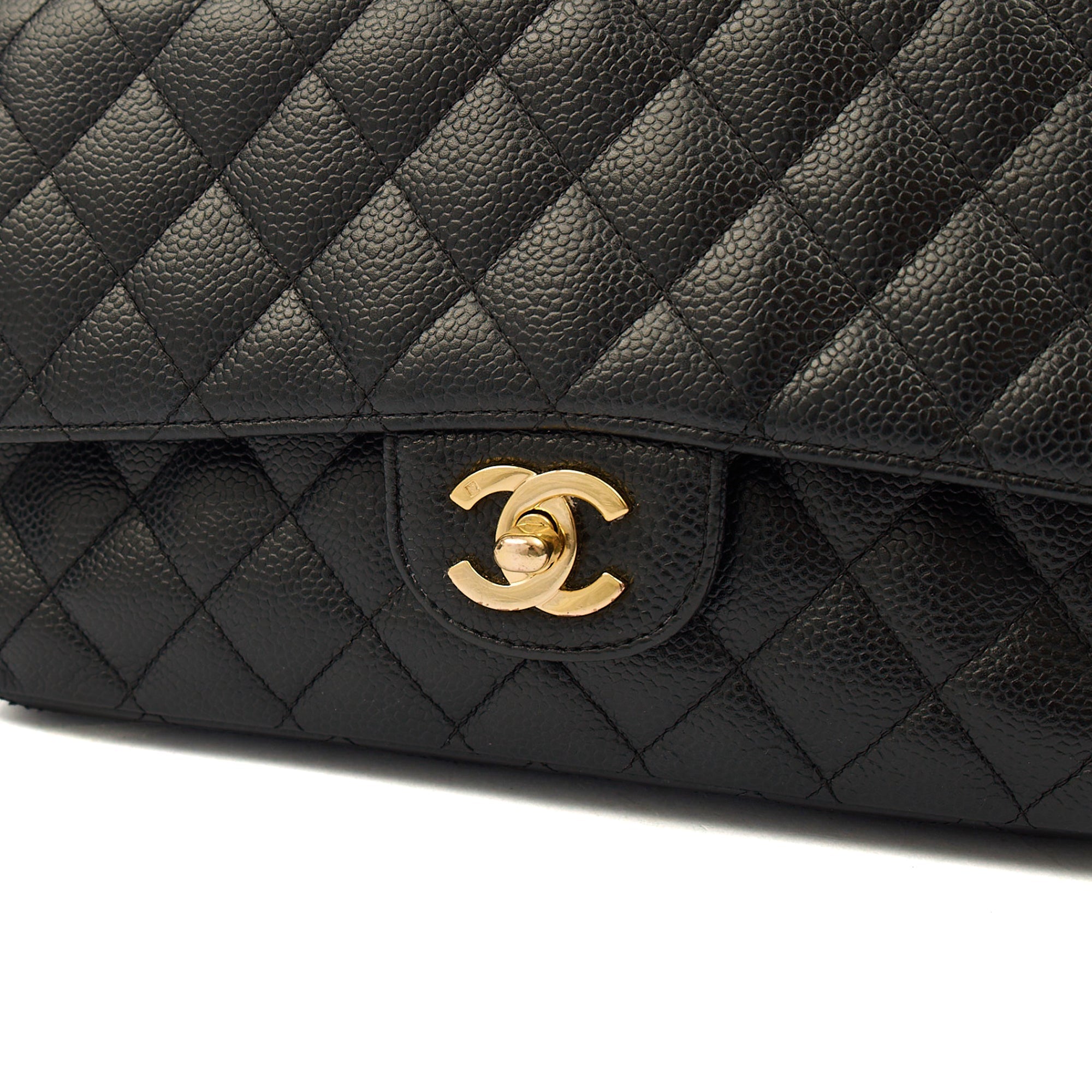 Chanel Shoulder Bag Classic Double Flap - Medium in Black, Caviar Leather — Alternate View 8