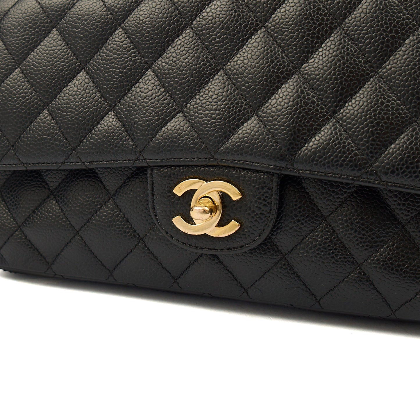 Chanel Shoulder Bag Classic Double Flap - Medium in Black, Caviar Leather — Alternate View 28
