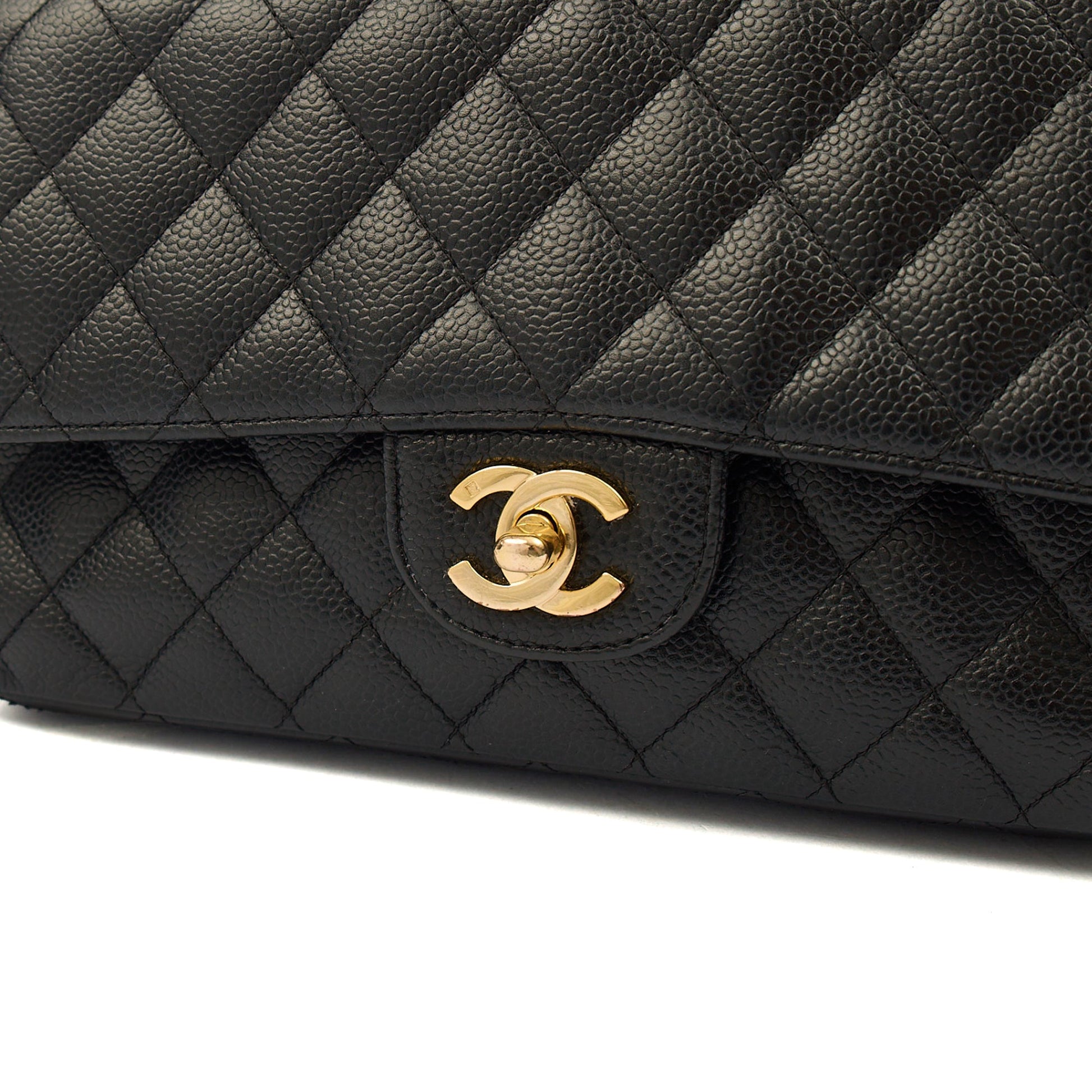 Chanel Shoulder Bag Classic Double Flap - Medium in Black, Caviar Leather — Alternate View 28