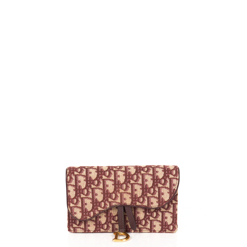 Christian Dior Mini Bag Saddle Belt Pouch in Burgundy, Oblique Jacquard Canvas — Alternate View 8