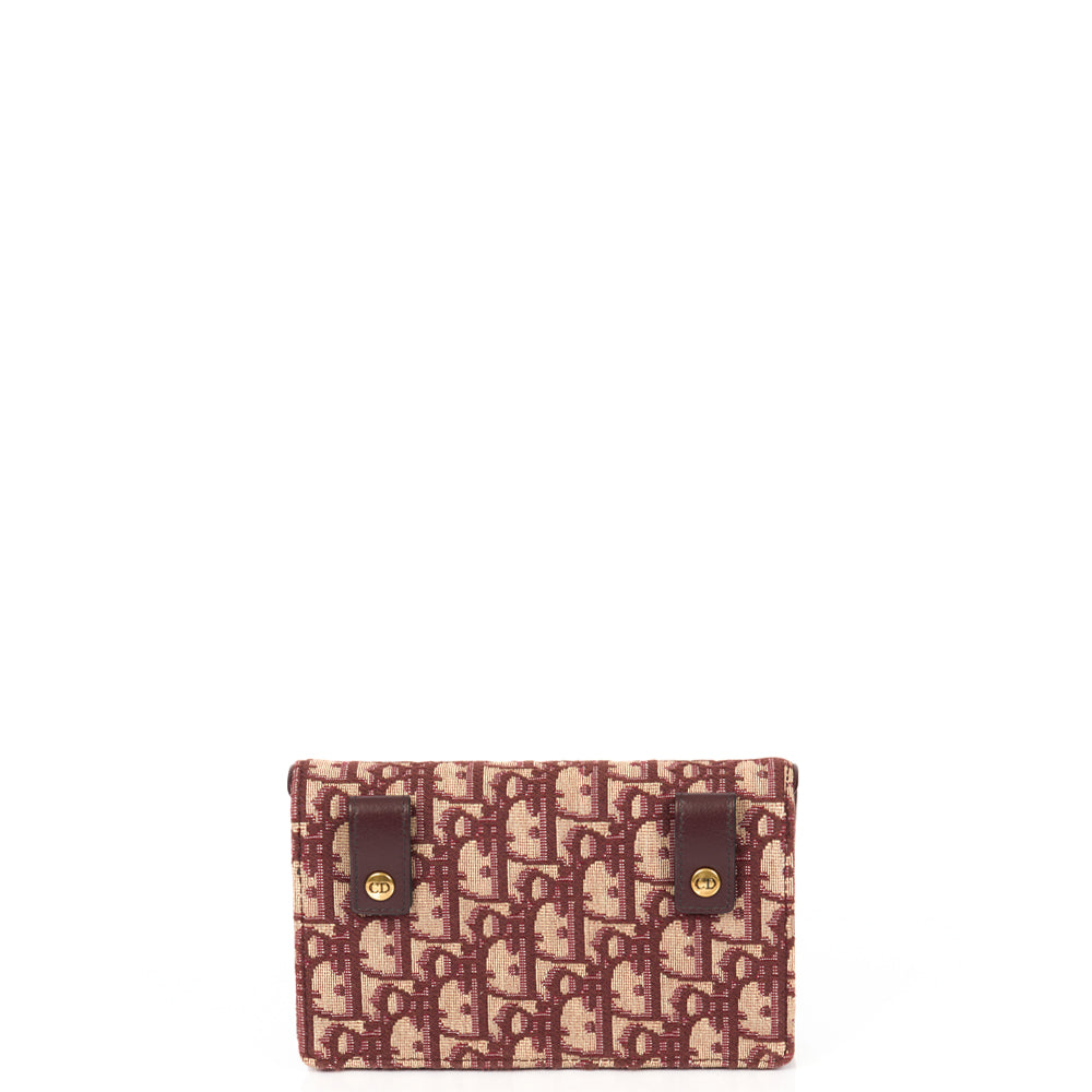 Christian Dior Mini Bag Saddle Belt Pouch in Burgundy, Oblique Jacquard Canvas — Alternate View 11