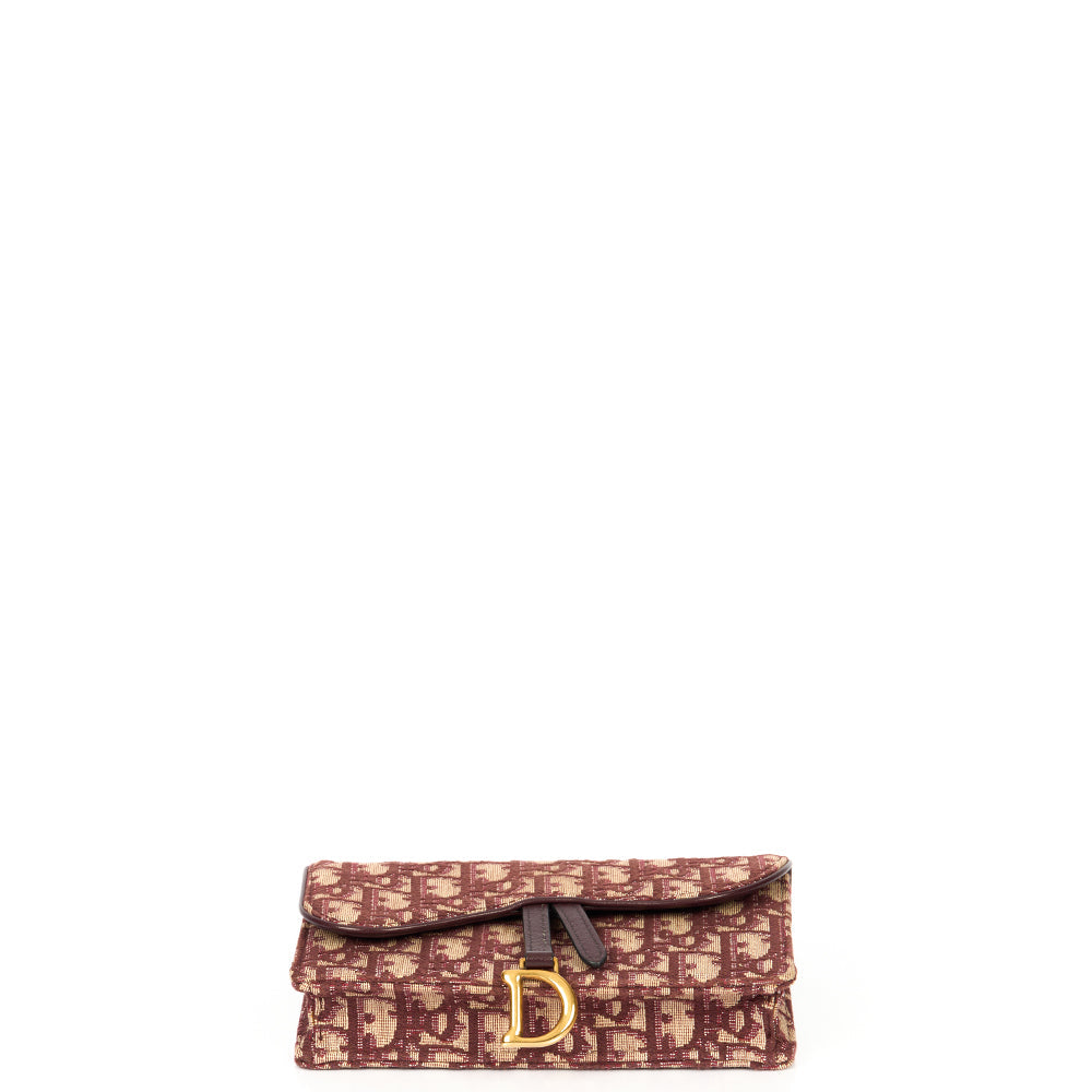 Christian Dior Mini Bag Saddle Belt Pouch in Burgundy, Oblique Jacquard Canvas — Alternate View 7