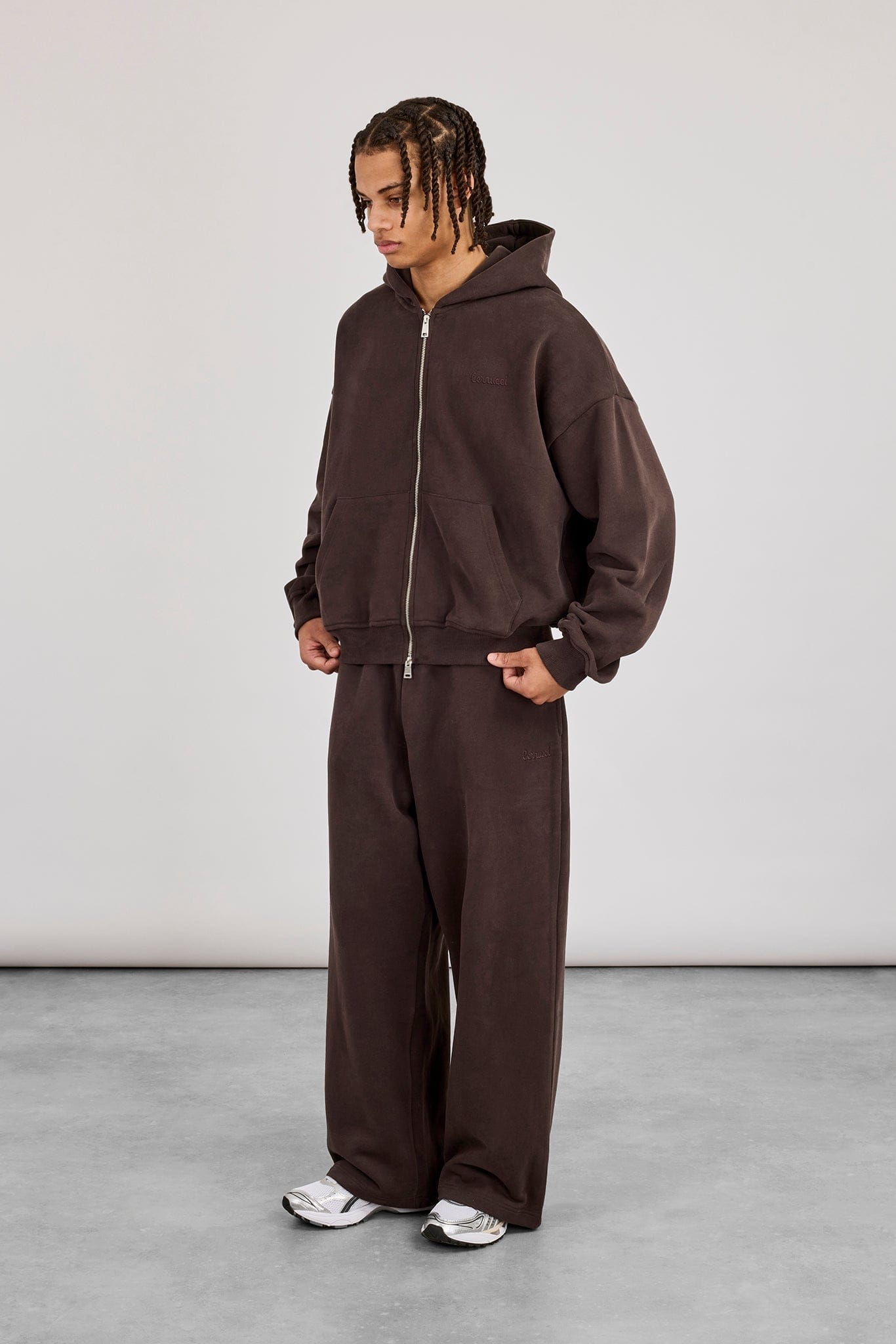 Cernucci Baggy Fit Jogger - Coffee — S — Top View