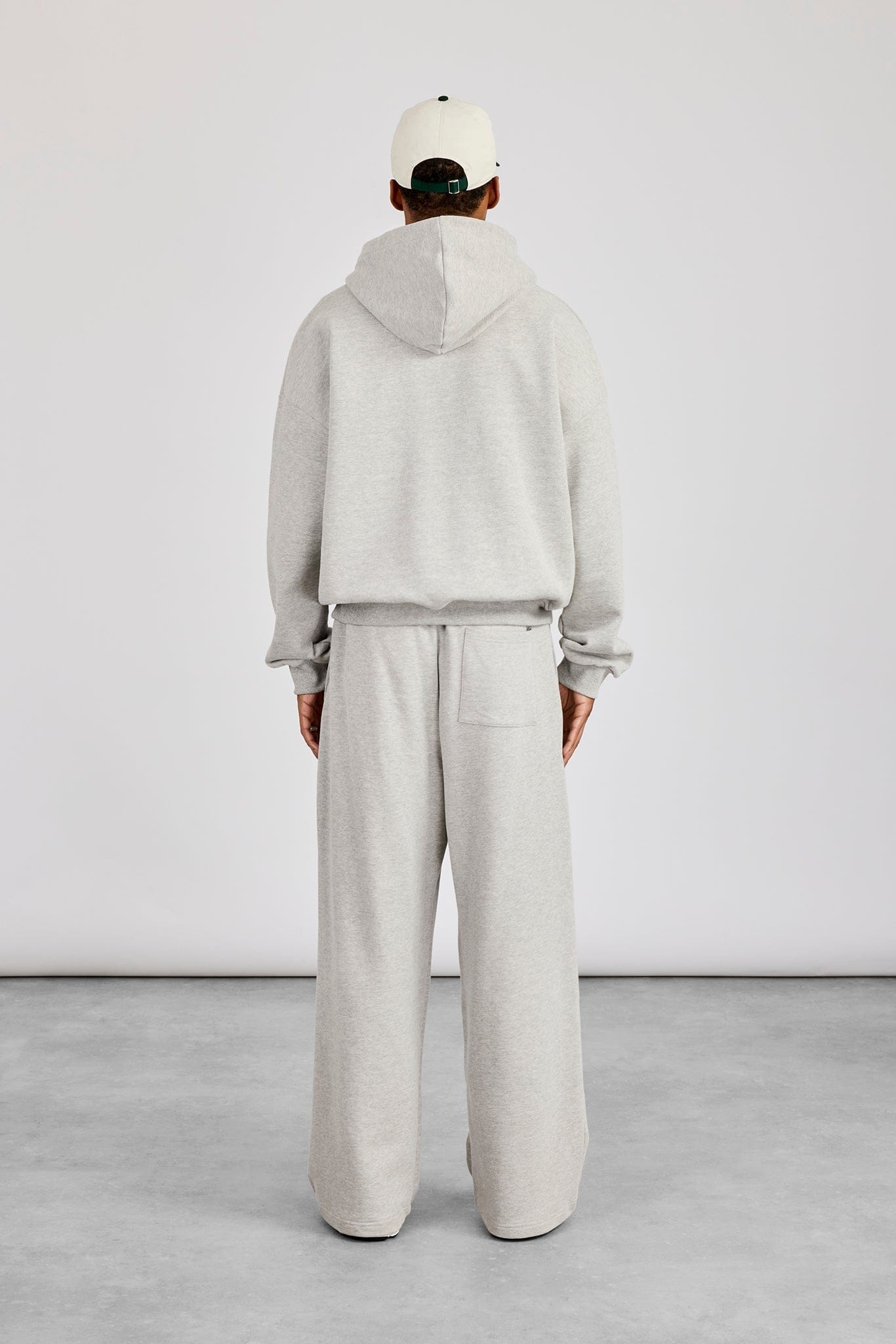 Cernucci Zip Through Boxy Hoodie & Baggy Fit Jogger - Grey Marl — S — Size S — Top View