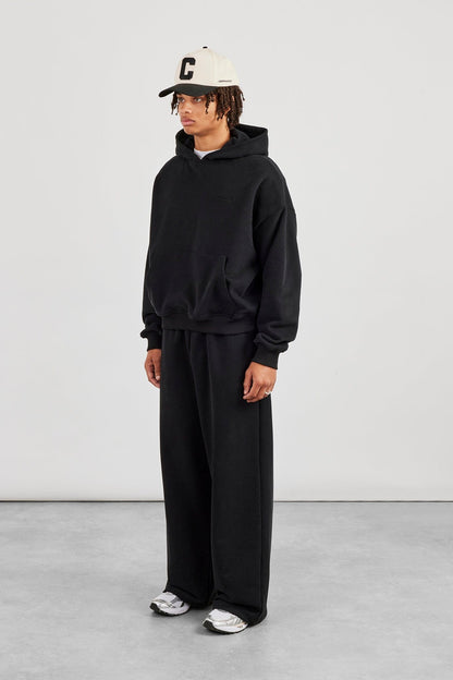 Cernucci Boxy Hoodie & Baggy Fit Jogger - Black — S — Size S — Side View
