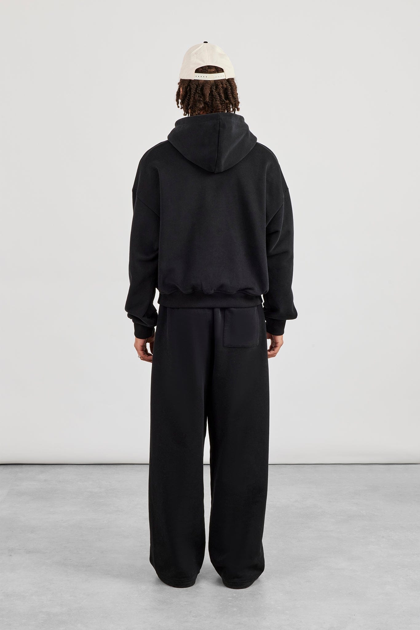 Cernucci Boxy Hoodie & Baggy Fit Jogger - Black — S — Size S — Back View
