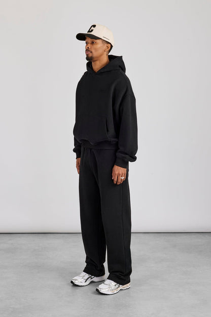 Cernucci Boxy Hoodie & Relaxed Jogger - Black — S — Size S — Side View